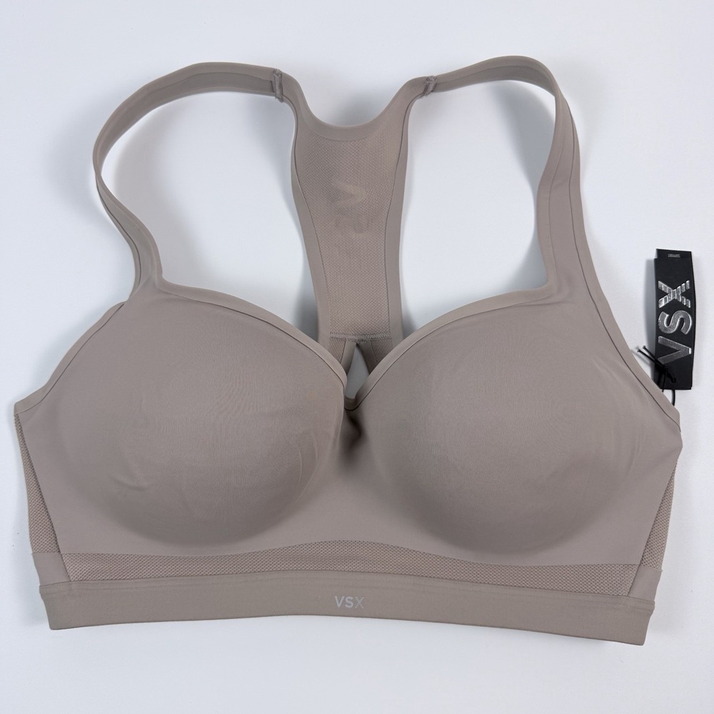 Victoria's Secret VSX Incredible Max Racerback Sports Bra Beige 36D NWT *Read*